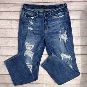Judy Blue Boyfriend Fit Jeans Women's Plus Size 14W Medium Wash Distressed